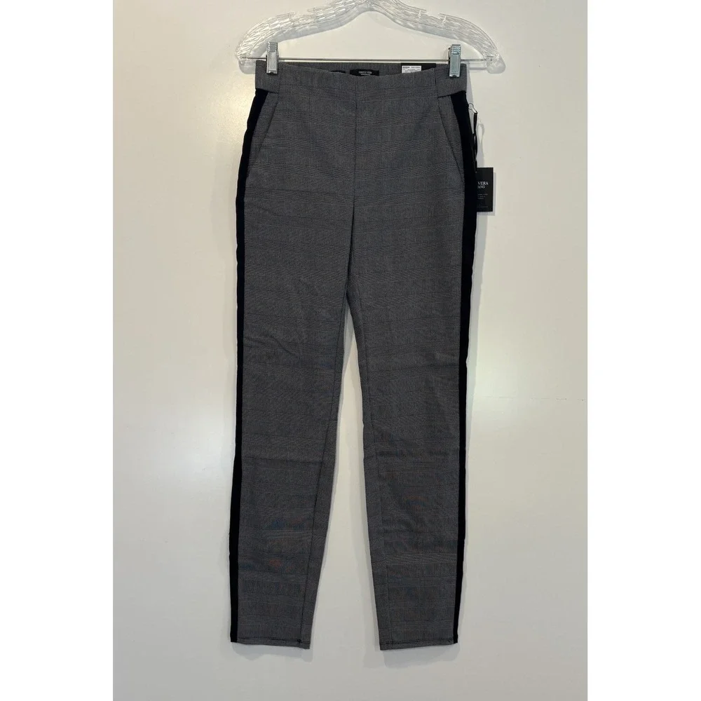 Simply Vera Vera Wang Grey Plaid Polished Twill Skinny Pants Side Stripe XS NEW